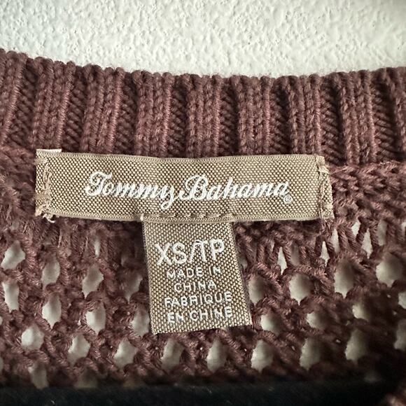 Tommy Bahama Open-Knit Brown Sweater Top – Boho Beachy Chic, XS - Picture 2 of 4